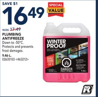 RONA Winterproof plumbing antifreeze 9.46-l offer