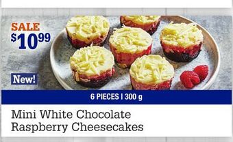 M & M Food Market Mini white chocolate raspberry cheesecakes offer
