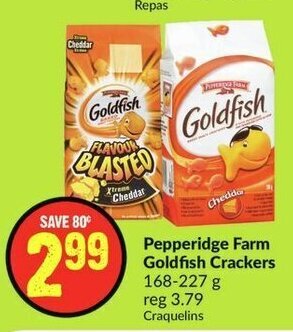 FreshCo Pepperidge Farm Goldfish Crackers 168-227 g offer