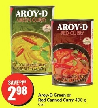 FreshCo Aroy-D Green or Red Canned Curry 400 g offer