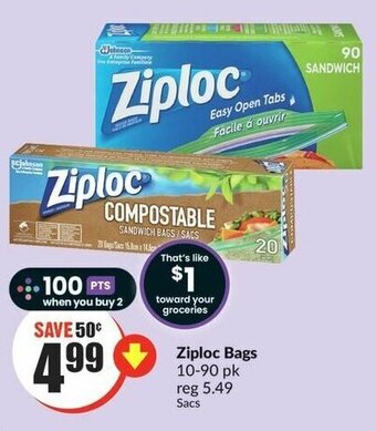 FreshCo Ziploc Bags 10-90 pk offer
