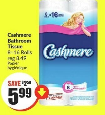 FreshCo Cashmere Bathroom Tissue 8=16 Rolls offer