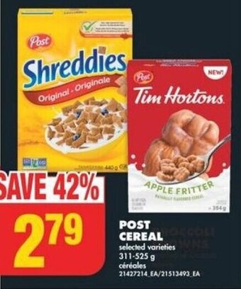 No Frills POST CEREAL 311-525g offer