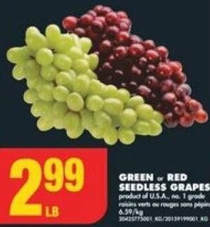 No Frills GREEN OR RED SEEDLESS GRAPES offer