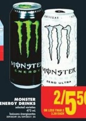 No Frills MONSTER ENERGY DRINKS offer