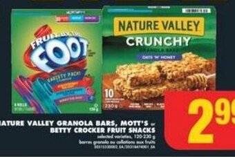 No Frills NATURE VALLEY GRANOLA BARS , MOTTS OR BETTY CROCKER FRUIT SNACKS offer