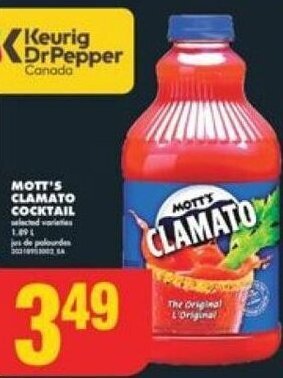 No Frills MOTT'S CLAMATO COCKTAIL offer