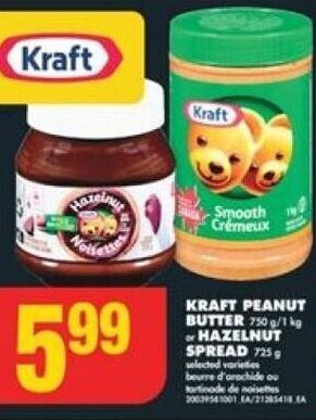 No Frills KRAFT PEANUT BUTTER OR HAZELNUT SPREAD offer