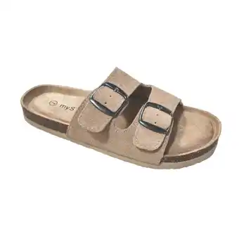 Giant Tiger Mystyle women's footbed sandals, tan offer