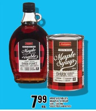 Food Basics IRRESISTIBLES MAPLE SYRUP 500-540 ML offer