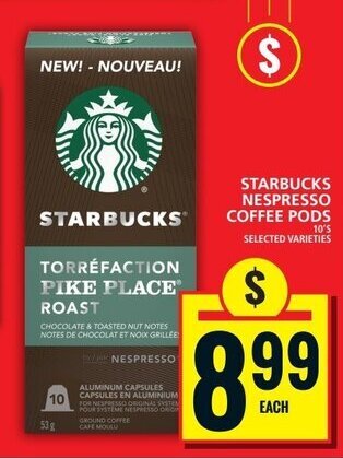 Food Basics STARBUCKS NESPRESSO COFFEE PODS offer