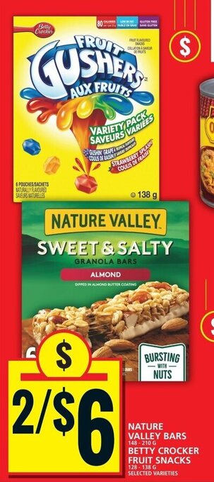 Food Basics NATURE VALLEY BARS OR BETTY CROCKER FRUIT SNACKS offer