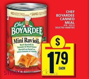 Food Basics CHEF BOYARDEE CANNED MEAL 418-425 G offer