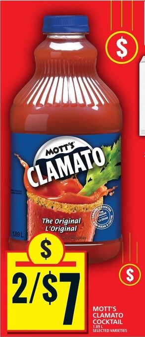 Food Basics MOTT'S CLAMATO COCKTAIL offer