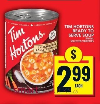 Food Basics TIM HORTONS READY TO SERVE SOUP offer
