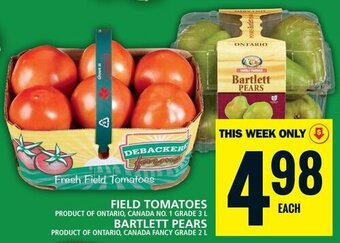 Food Basics FIELD TOMATOES OR BARTLETT PEARS offer