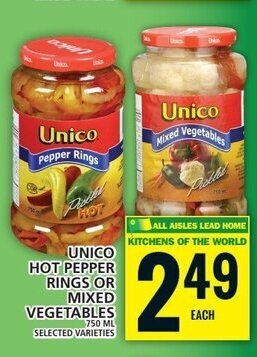 Food Basics UNICO HOT PEPPER RINGS OR MIXED VEGETABLES offer