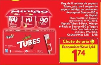 Walmart Yoplait Tubes, Minigo or Source Yogurt offer