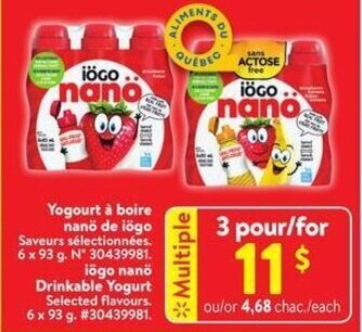 Walmart Iögo nanö Drinkable Yogurt offer