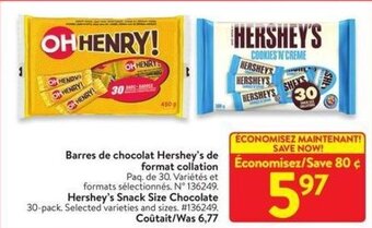Walmart Hershey's Snack Size Chocolate offer