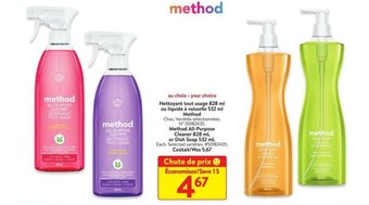 Walmart Method All-Purpose Cleaner or Dish Soap offer