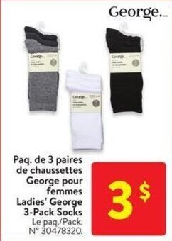 Walmart Ladies' George 3-Pack Socks offer