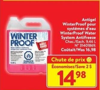Walmart WinterProof Water System Antifreeze 9,46 L offer