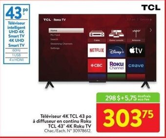 Walmart TCL 43" 4K Roku TV offer