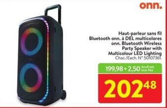 Walmart onn. Bluetooth Wireless Party Speaker with Multicolour LED Lighting offer