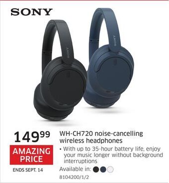 The Source Sony wh-ch720 noise-cancelling wireless headphones offer