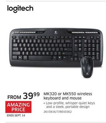 The Source Mk320 or mk550 wireless keyboard and mouse logitch offer