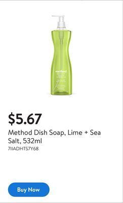 Walmart Method dish soap, lime + sea salt, 532ml offer