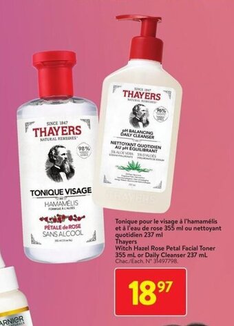 Walmart Thayers Witch Hazel Rose Petal Facial Toner 355 mL or Daily Cleanser 237 mL offer