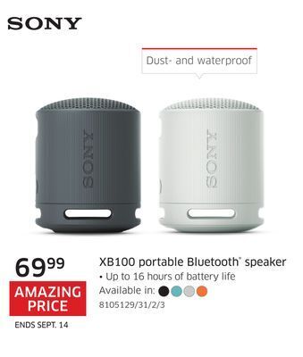 The Source Sony xb100 portable bluetooth speaker offer