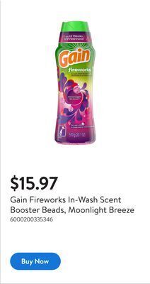Walmart Gain fireworks in-wash scent booster beads, moonlight breeze offer