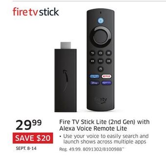 The Source Fire tv stick lite (2nd gen) with alexa voice remote lite offer