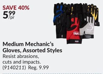 Princess Auto Medium mechanic's gloves assorted styles offer