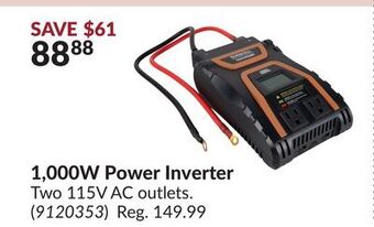 Princess Auto 1, 000w power inverter offer