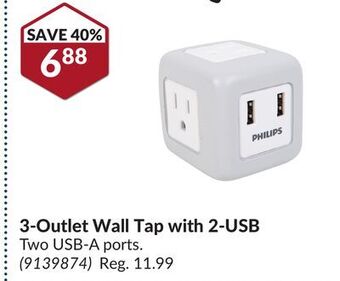 Princess Auto 3-outlet wall tap with 2-usb offer