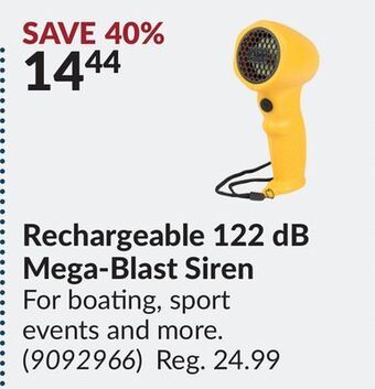 Princess Auto Rechargeable 122 db mega-blast siren offer