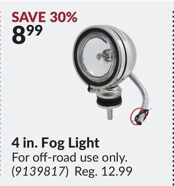 Princess Auto 4 in. fog light offer