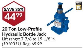 Princess Auto 20 ton low-profile hydraulic bottle jack offer