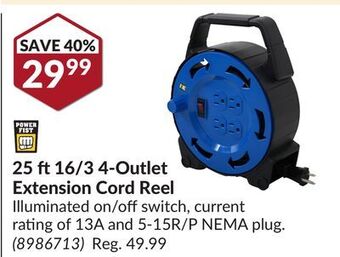 Princess Auto 25 ft 16/3 4-outlet extension cord reel offer