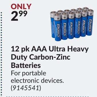 Princess Auto 12 pk aaa ultra heavy duty carbon-zinc batteries offer