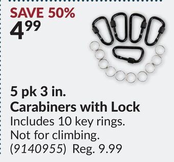Princess Auto 5 pk 3 in. carabiners with lock offer
