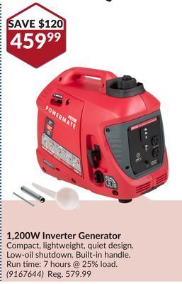 Princess Auto 1,200w inverter generator offer