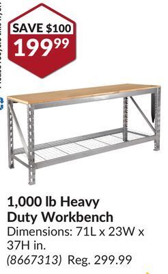 Princess Auto 1,000 lb heavy duty workbench offer
