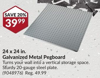 Princess Auto 24 x 24 in. galvanized metal pegboard offer