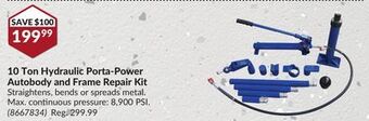 Princess Auto 10 ton hydraulic porta-power autobody and frame repair kit offer
