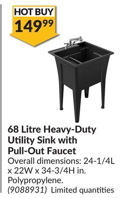 Princess Auto 68 litre heavy-duty utility sink with pull-out faucet offer